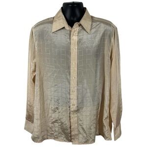 Luxury Vintage Givenchy for Chesa Logo Embossed Long Sleeve Dress Shirt